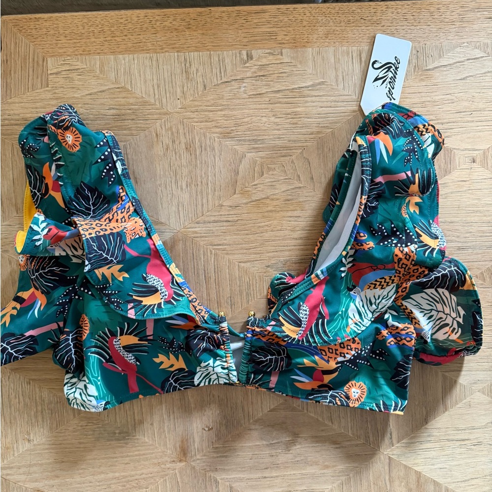 Zebra Tropical Print Bikini Top